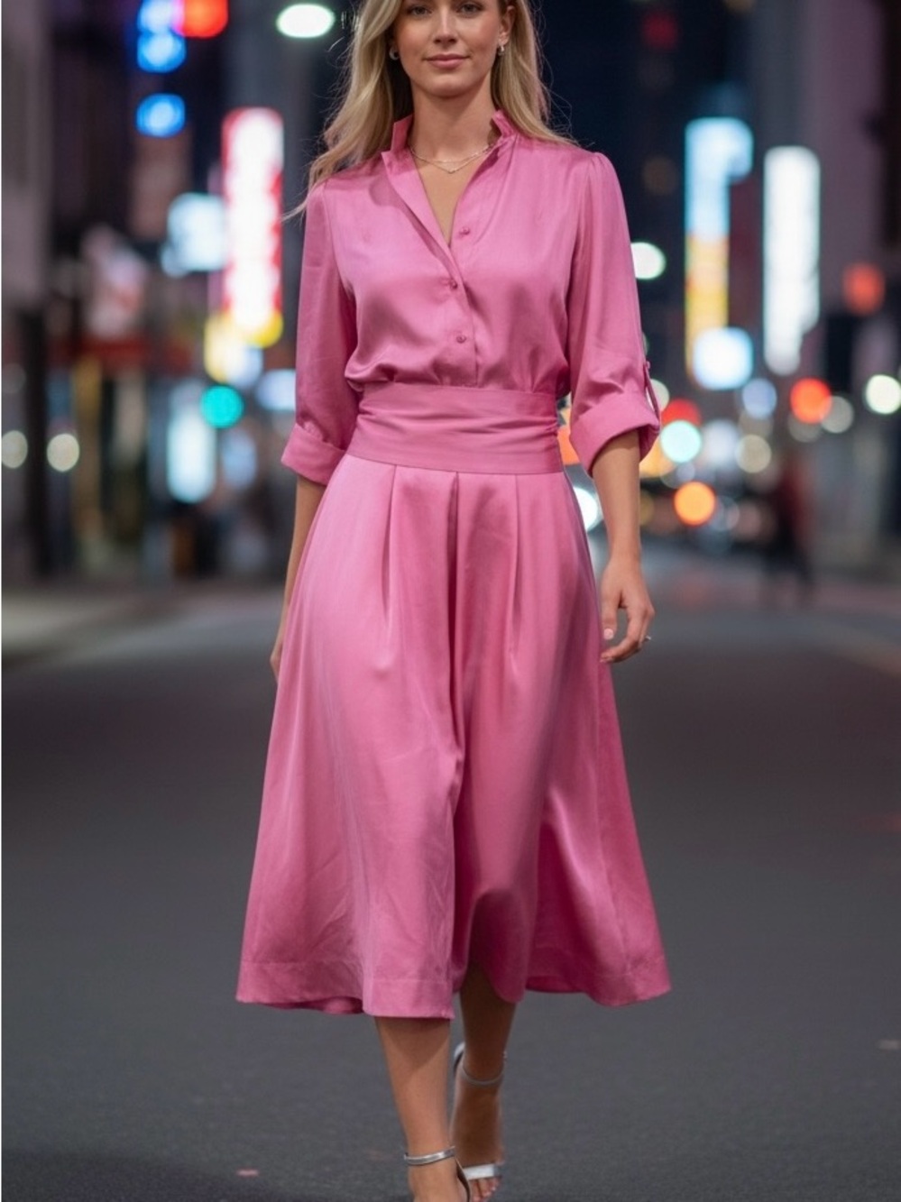 Vintage Harry Buchman for McNamara Silks Midi Shirt Dress Size 6